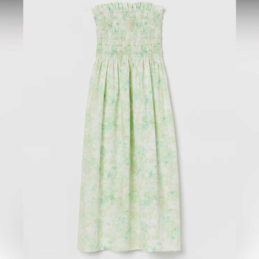 H&M strapless dress size Medium SMOCKED-BODICE DRESS